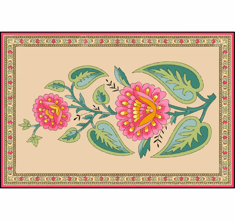 Store enrouleur beige fleur mughal indienne - TenStickers
