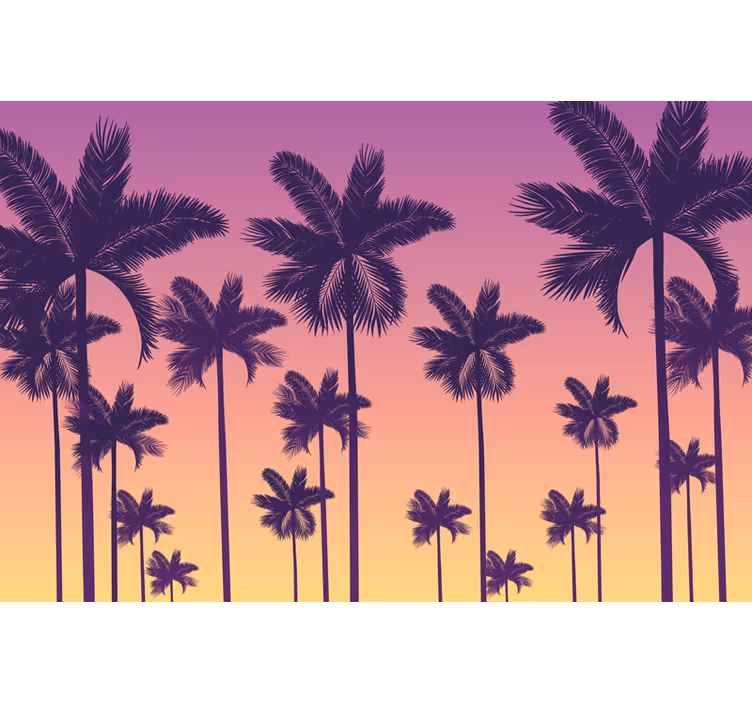 Store enrouleur violet palmiers au coucher de soleil - TenStickers