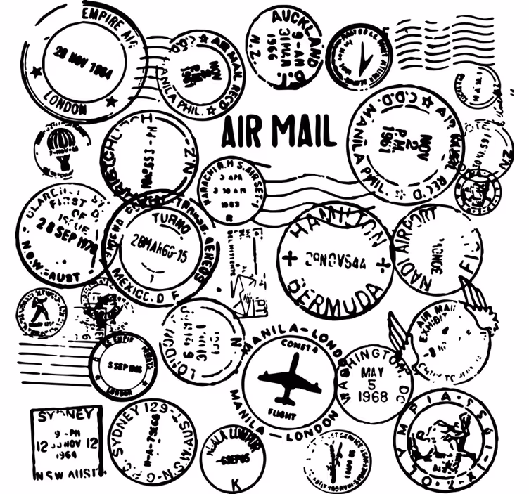 Store enrouleur bureaux motifs timbres de passeport - TenStickers