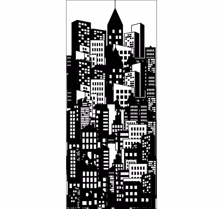 Store enrouleur bureaux film fenêtre skyline urbain - TenStickers