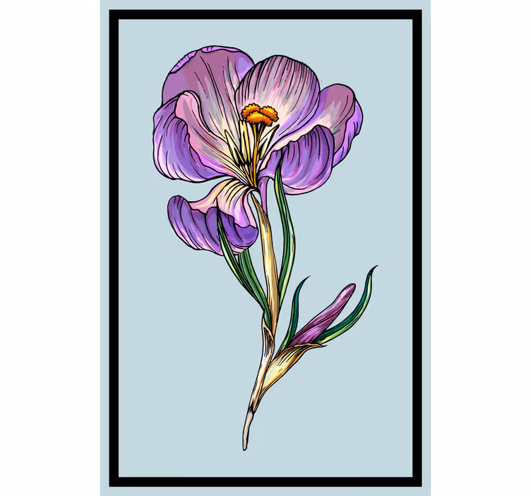 Store enrouleur bureau dessin doux crocus bleu - TenStickers