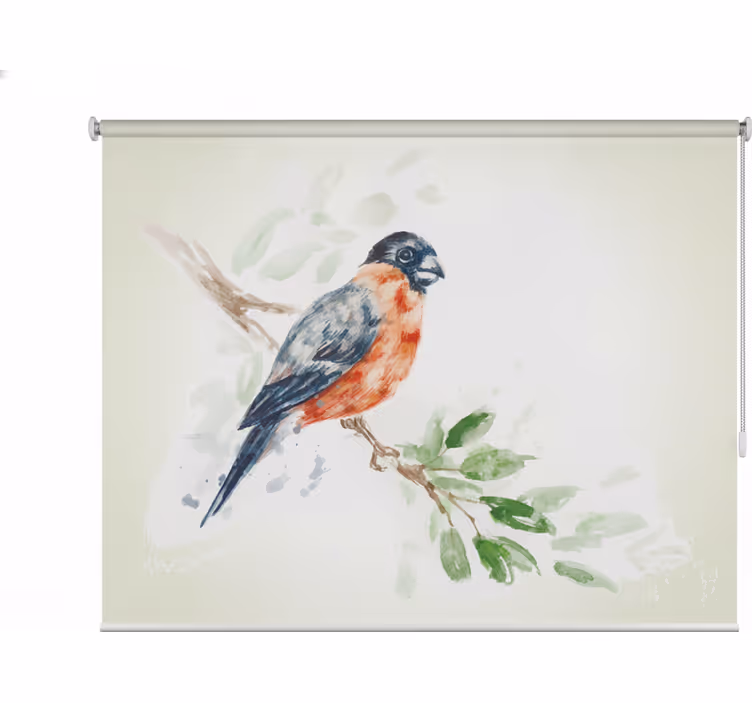 Store enrouleur bureau peinture pastel oiseau branche - TenStickers