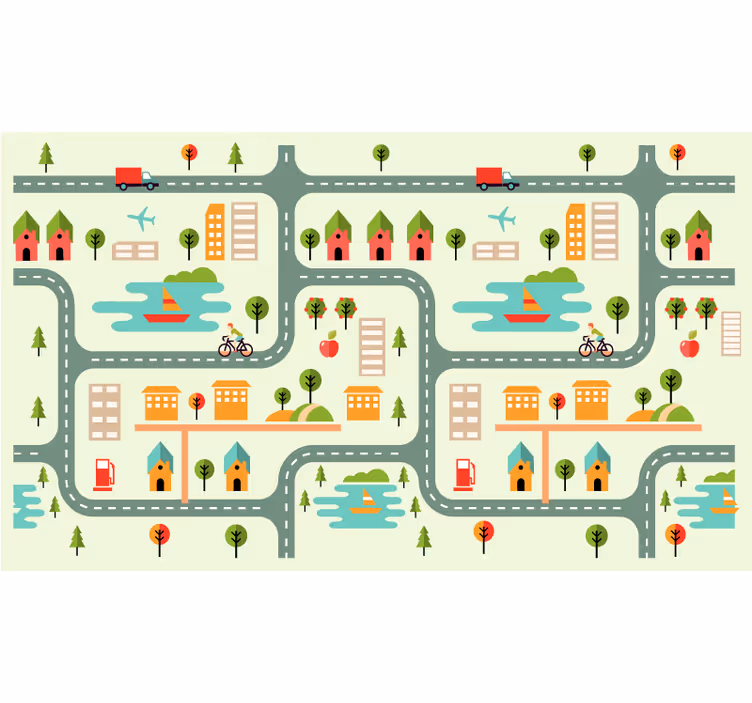 Store enrouleur chambre enfant tapis de jeu route - TenStickers