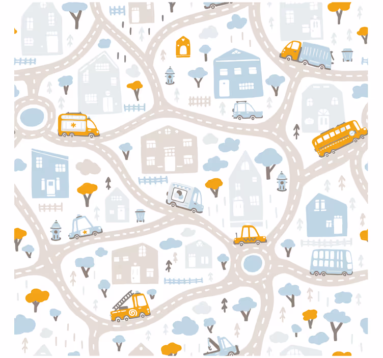 Store enrouleur chambre enfant carte routière doodle - TenStickers