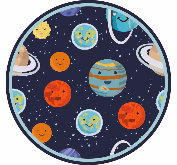 Store enrouleur chambre enfant cercle de planètes sourires - TenStickers