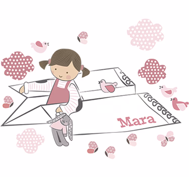Store enrouleur chambre enfant avion en papier fille - TenStickers