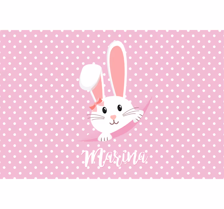 Store enrouleur chambre enfant petit lapin fille avec nom - TenStickers