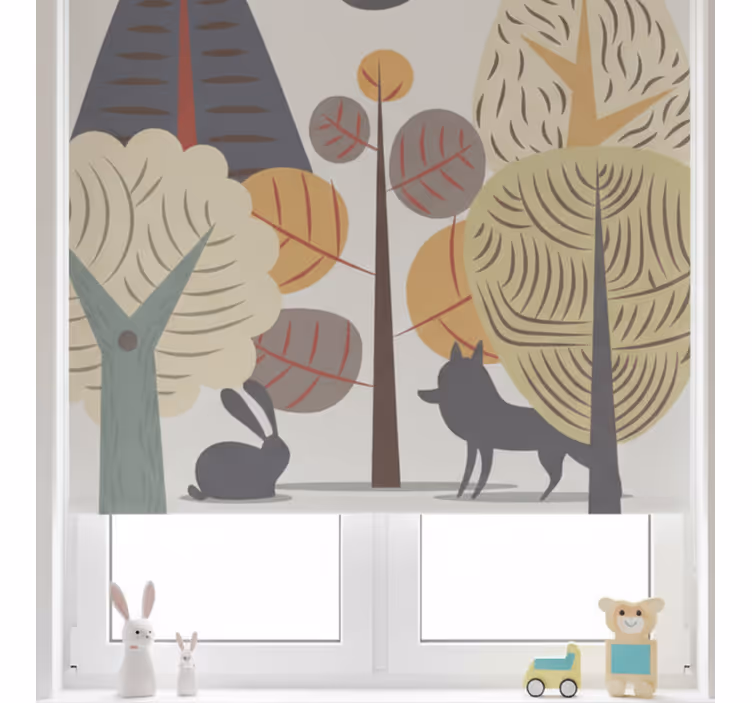 Store enrouleur chambre enfant forêt joyeuse pastel - TenStickers