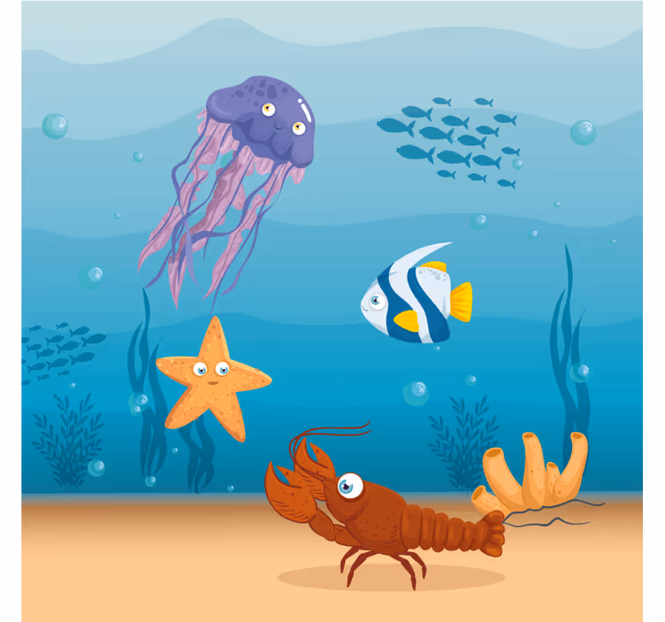 Store enrouleur chambre enfant vie marine cartoon - TenStickers