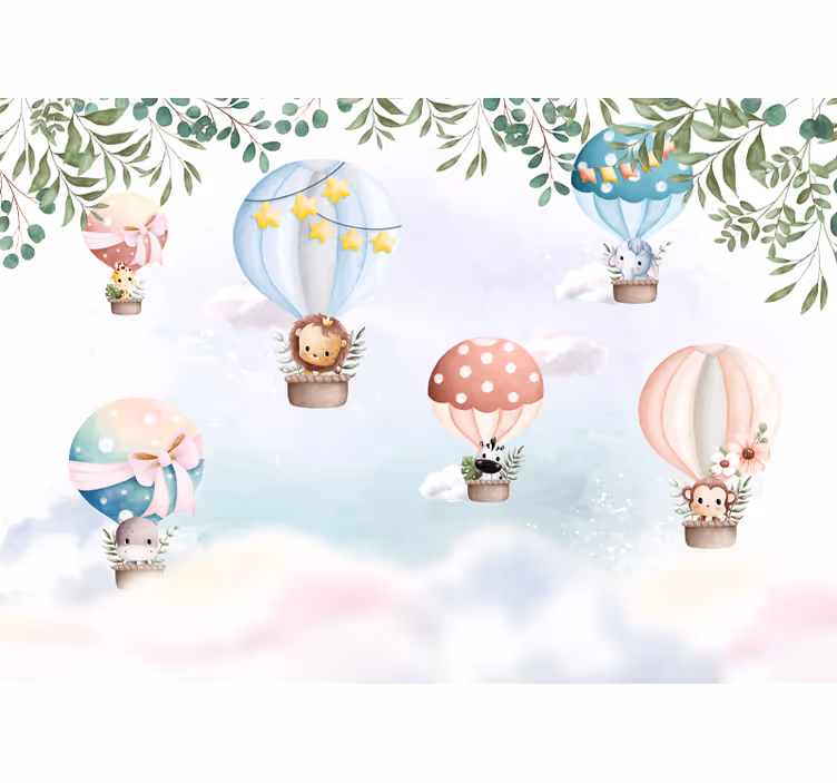 Store enrouleur chambre bébé animaux en ballon d'air - TenStickers