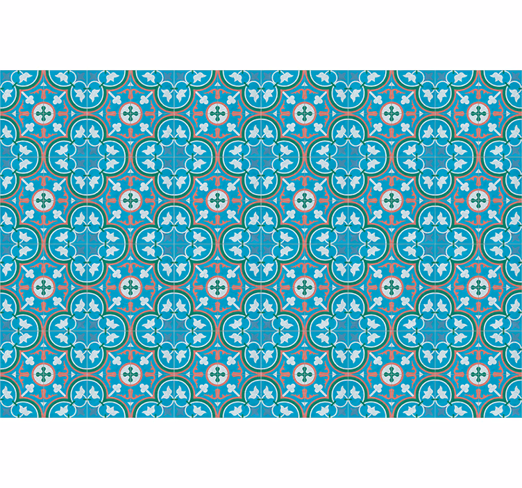 Store à enrouleur vintage carrelage hydraulique bleu - TenStickers