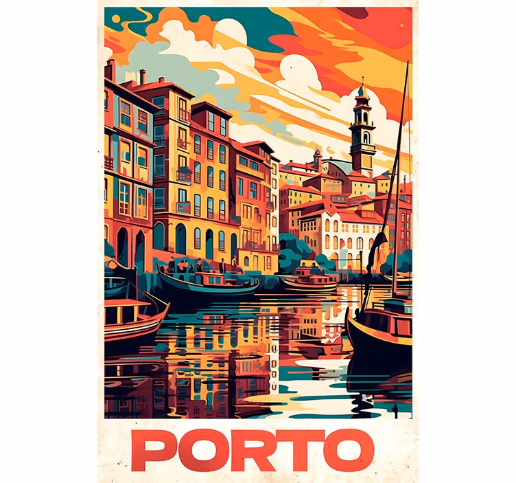 Store enrouleur vintage affiche oporto vintage - TenStickers