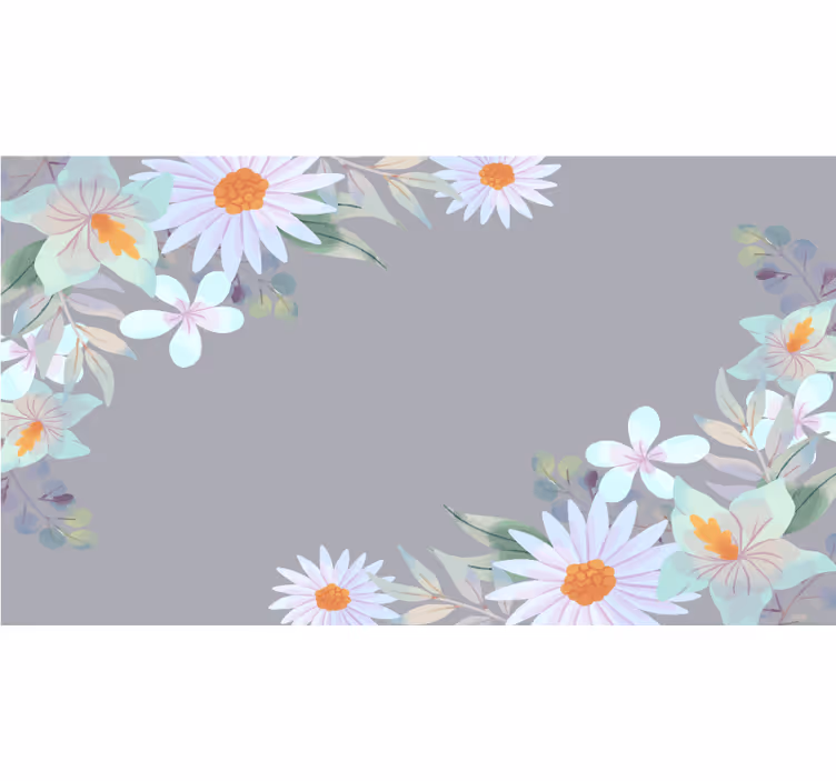 Store enrouleur gris fleurs aquarelle grises et bleues - TenStickers