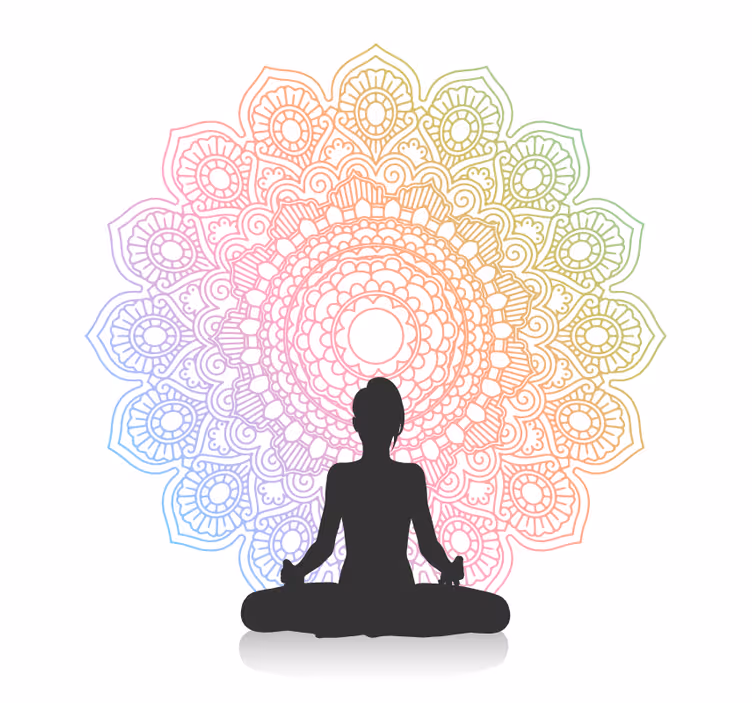 Store enrouleur salle de bain mandala de yoga arc-en-ciel - TenStickers