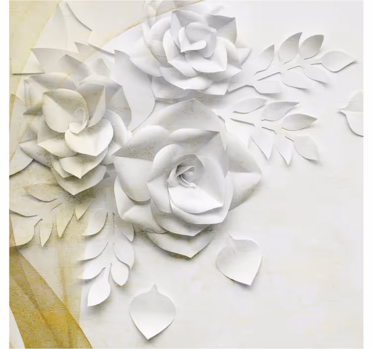 Store enrouleur salle de bain fleurs dorées et blanches - TenStickers
