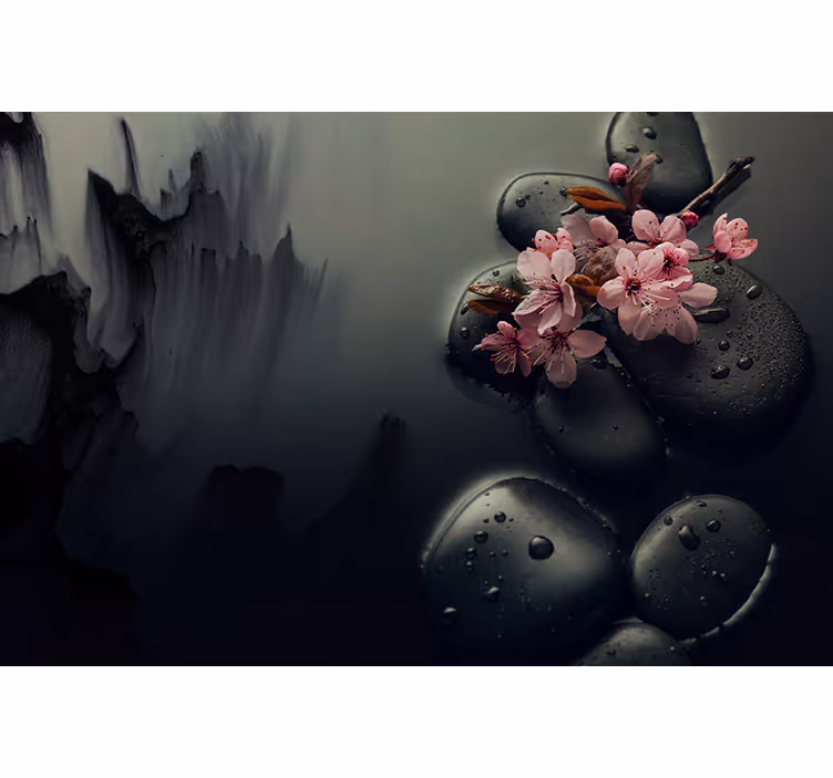 Store enrouleur salle de bain fleurs élégantes zen - TenStickers