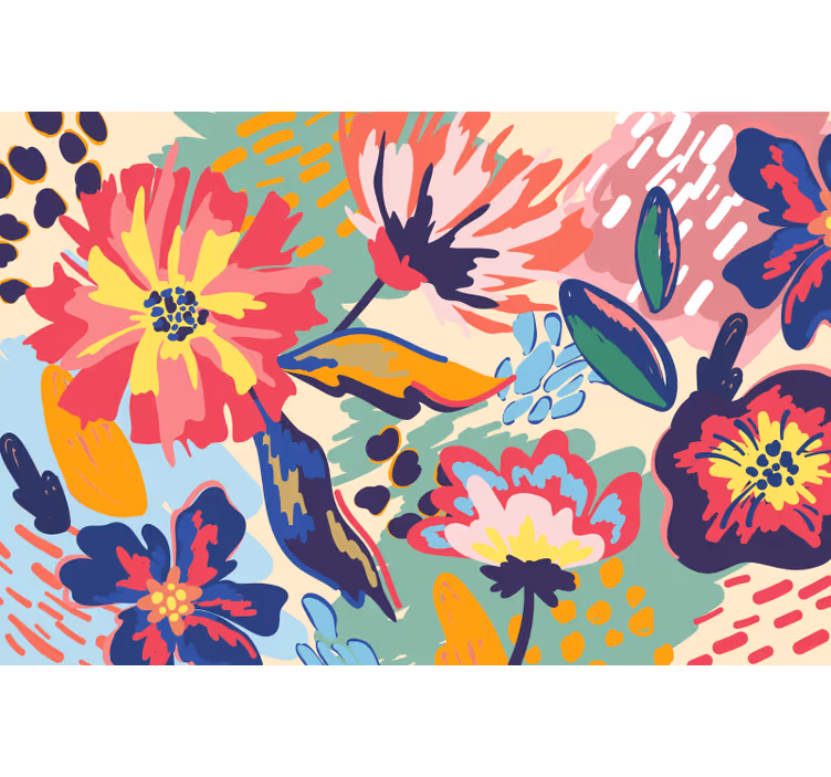 Store enrouleur salle de bain fleurs peintes modernes - TenStickers