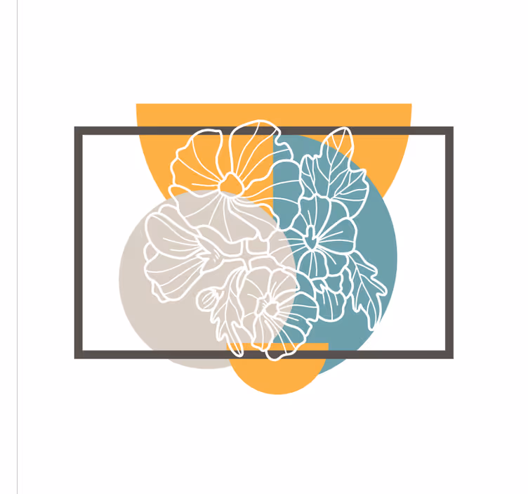 Store enrouleur bureaux rectangle et fleurs minimalistes - TenStickers