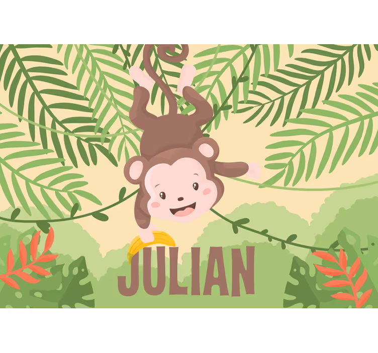 Store enrouleur amusant singe bébé accroché à une branche - TenStickers