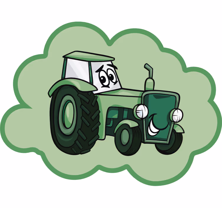 Store enrouleur amusant tracteur vert - TenStickers