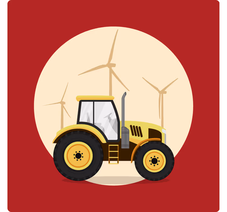 Store enrouleur amusant tracteur jaune et rouge - TenStickers