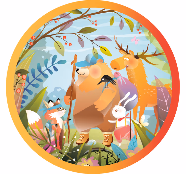 Store enrouleur amusant amis animaux en forêt - TenStickers