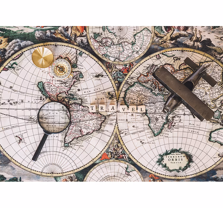 Store enrouleur carte du monde vintage - TenStickers