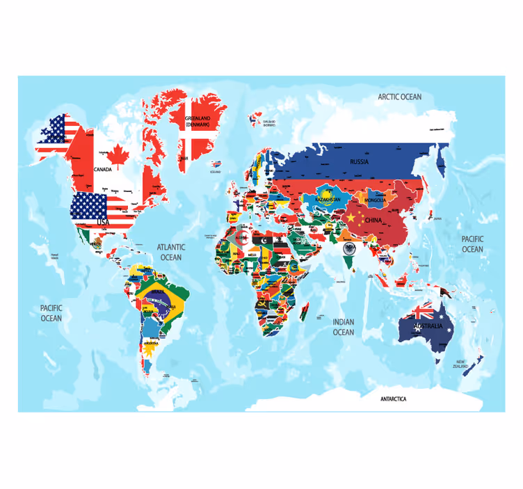 Store enrouleur carte du monde drapeaux des pays - TenStickers