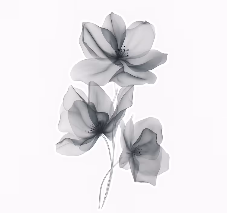 Store enrouleur floral fleurs grises translucides - TenStickers