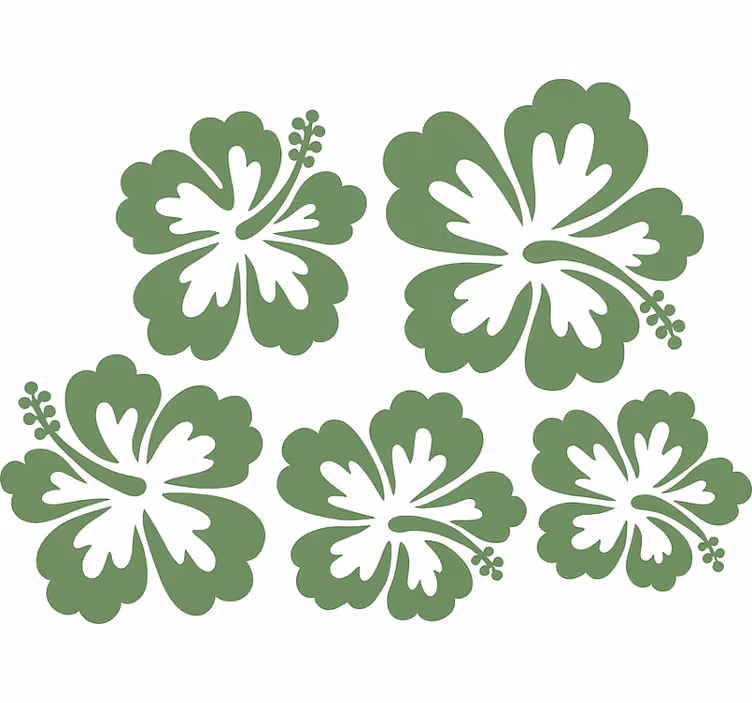 Store enrouleur floral fleurs d'hibiscus vert sauge - TenStickers