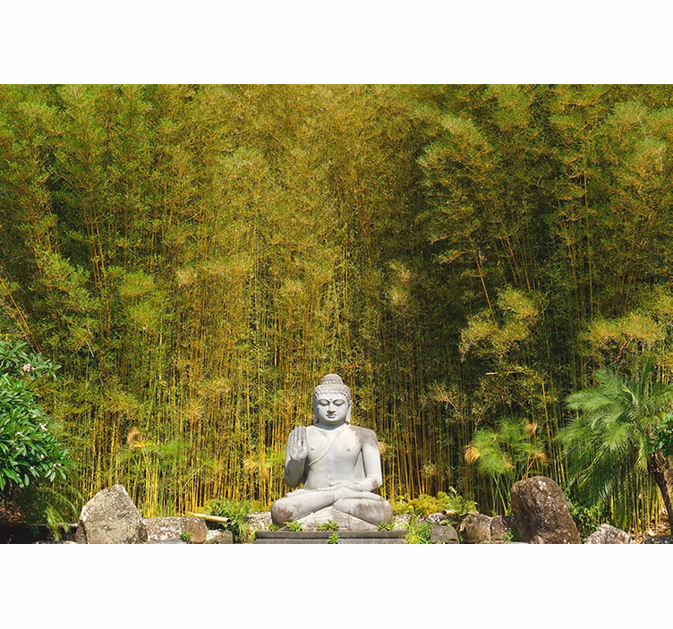 Store enrouleur motif zen bouddha gris contemplant la nature - TenStickers