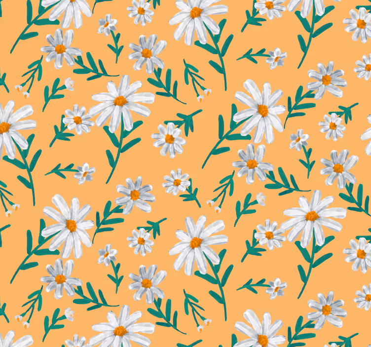Store enrouleur orange motif fleurs jaunes - TenStickers
