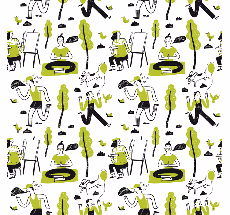 Store enrouleur extérieur ensemble doodle mode de vie sain - TenStickers