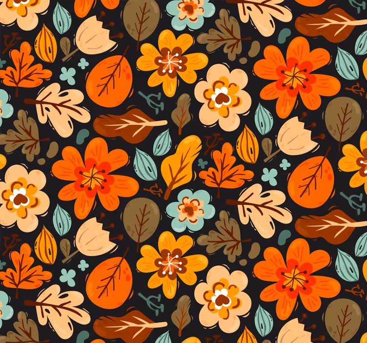 Store enrouleur extérieur fleurs orange élégantes - TenStickers