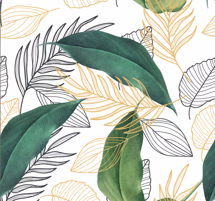 Store enrouleur extérieur feuilles dorées et vertes - TenStickers