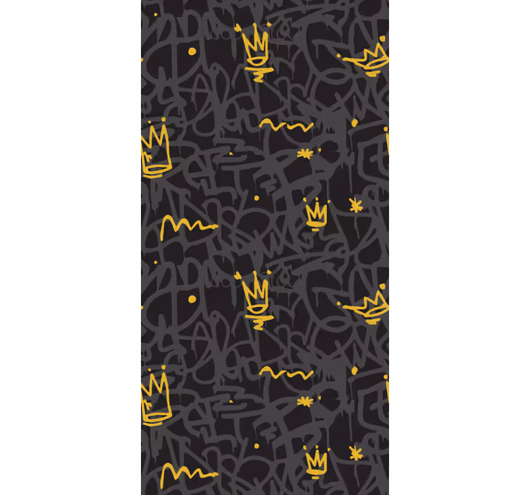 Store enrouleur pour chambre ado couronne graffiti or noir - TenStickers