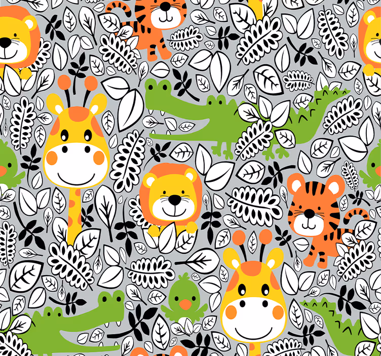 Store enrouleur chambre bébé amis de la jungle gris - TenStickers