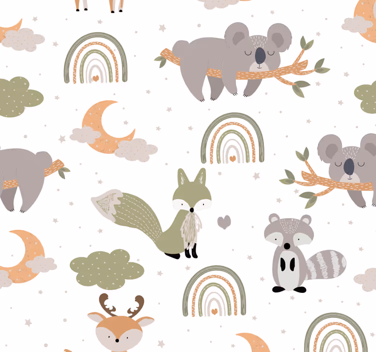 Store enrouleur chambre bébé motif animaux scandinaves - TenStickers