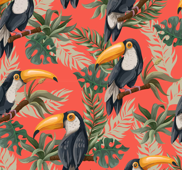 Store enrouleur couloir toucans tropicaux décoratifs - TenStickers