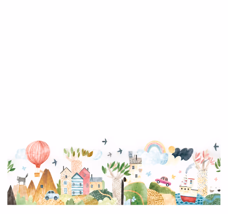 Store enrouleur cuisine dessin ludique ville 190 cm - TenStickers