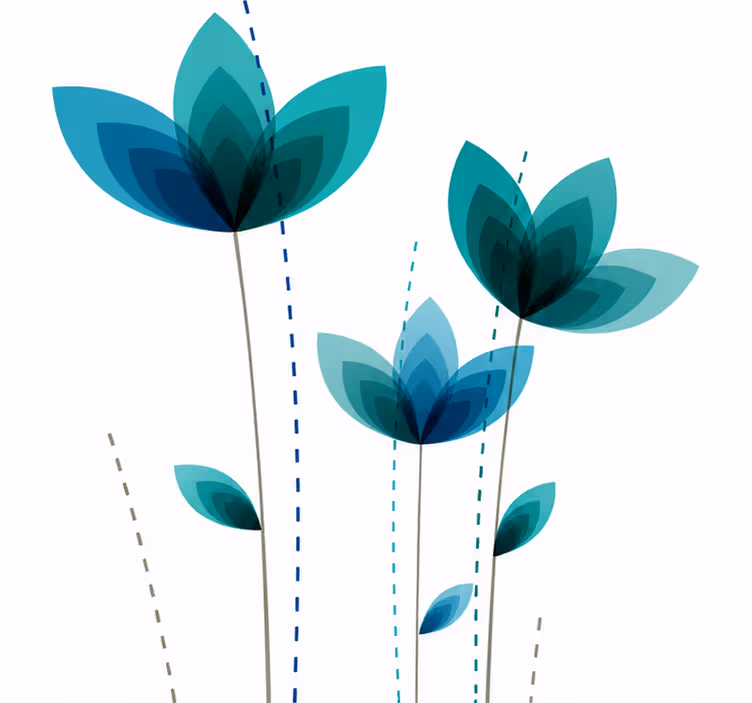Store enrouleur turquoise fleurs triples - TenStickers