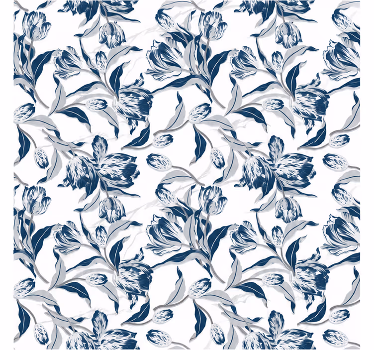 Store enrouleur bleu motif floral vintage transparent - TenStickers