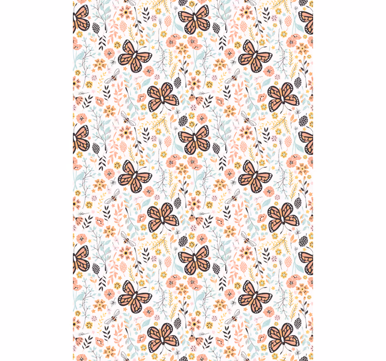 Store enrouleur motif fleur modèle de jardin de papillons - TenStickers