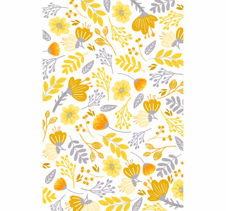 Store enrouleur salon fleurs jaunes et feuillage - TenStickers