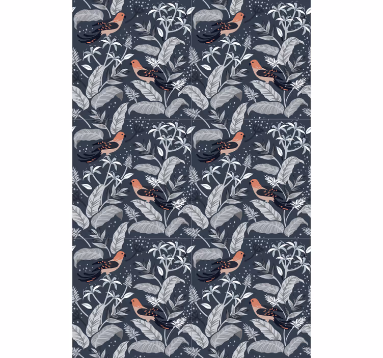 Store enrouleur fleurs et de plantes feuillage d'oiseaux - TenStickers