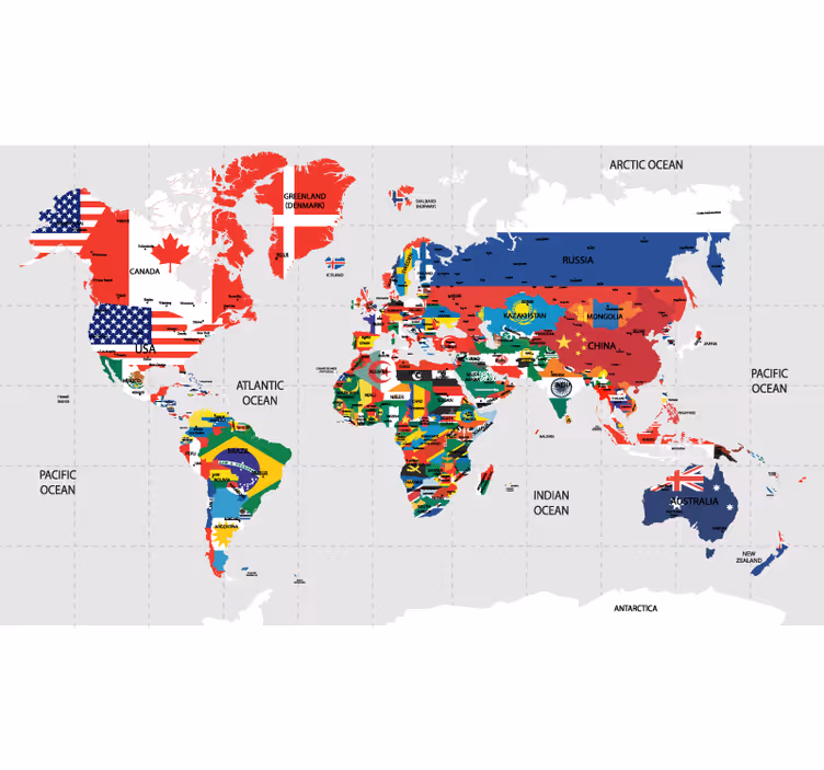 Store enrouleur carte du monde détails colorés - TenStickers