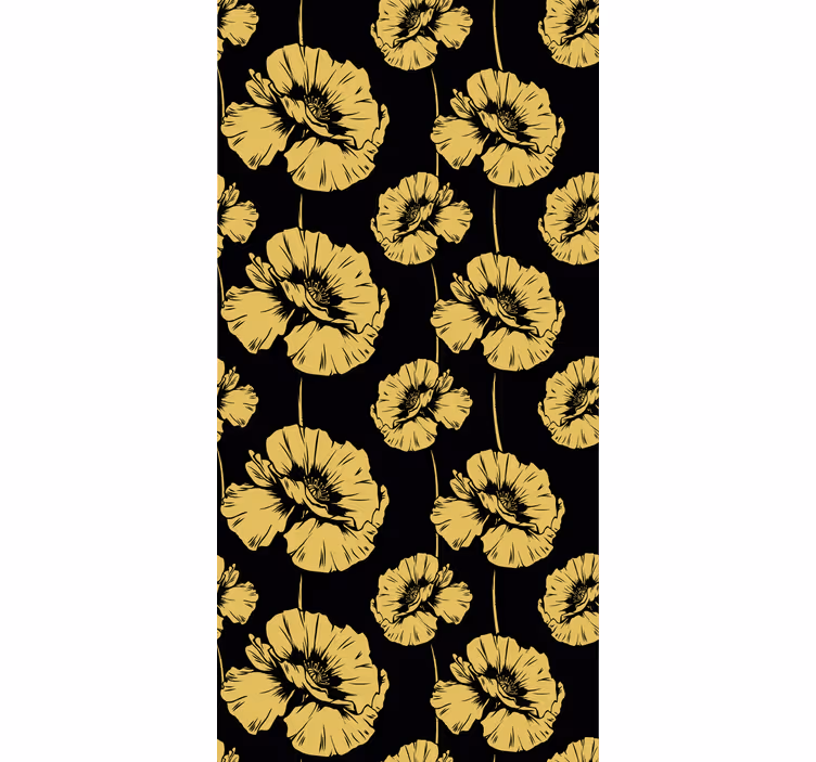 Store enrouleur motif fleur design jaune et noir - TenStickers