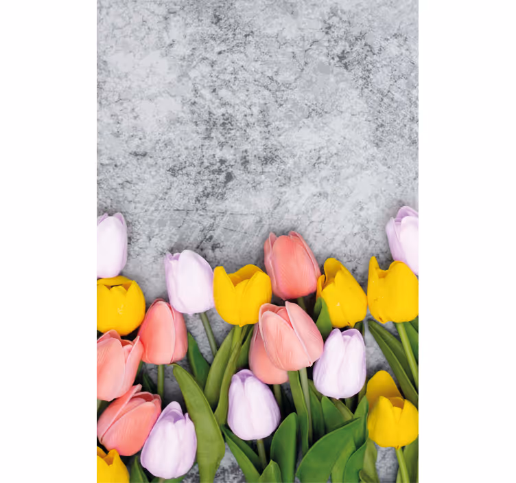 Store avec des tulipes roses, jaunes, violettes - TenStickers