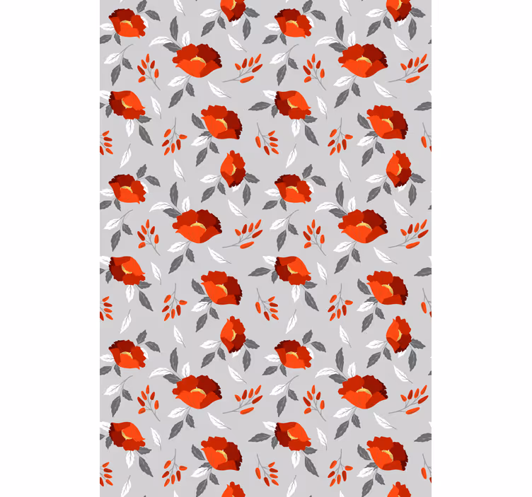 Store enrouleur floral motif rouge et gris - TenStickers