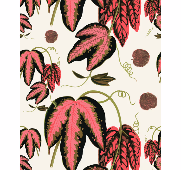 Stores enrouleurs fleurs et plantes motifs de feuilles roses - TenStickers